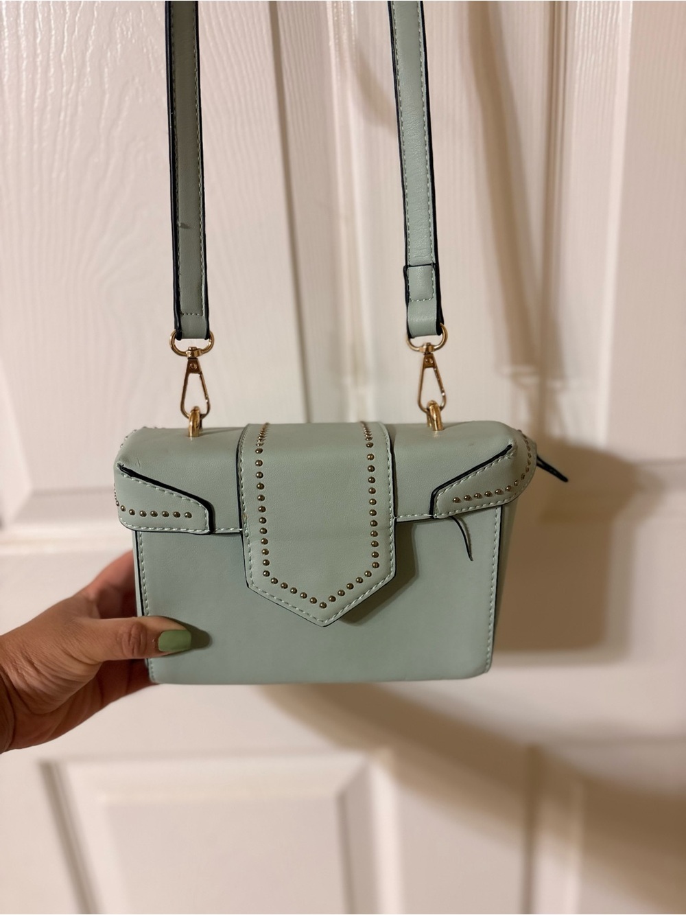Mint Green Studded Crossbody Bag - Women